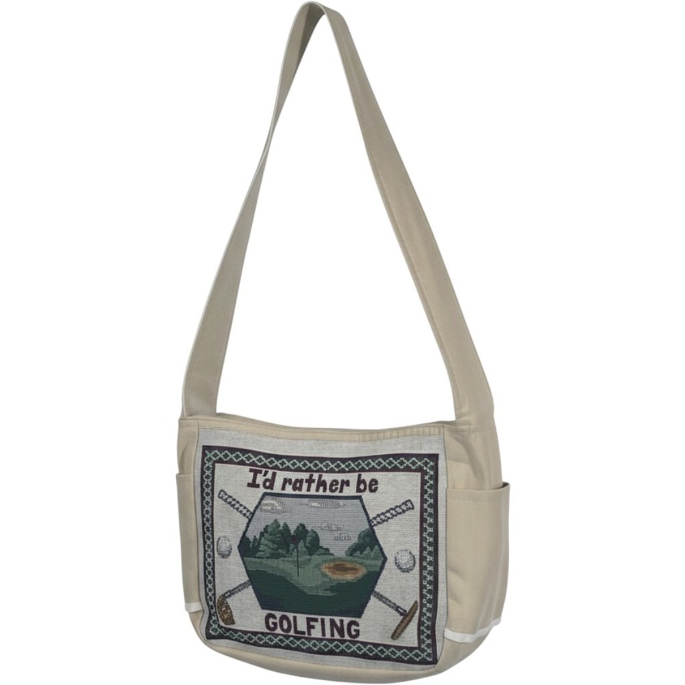 Carolyn‎ Fraser Originals Golf Tapestry Canvas Messenger Bag Tan Crossbody Hobo